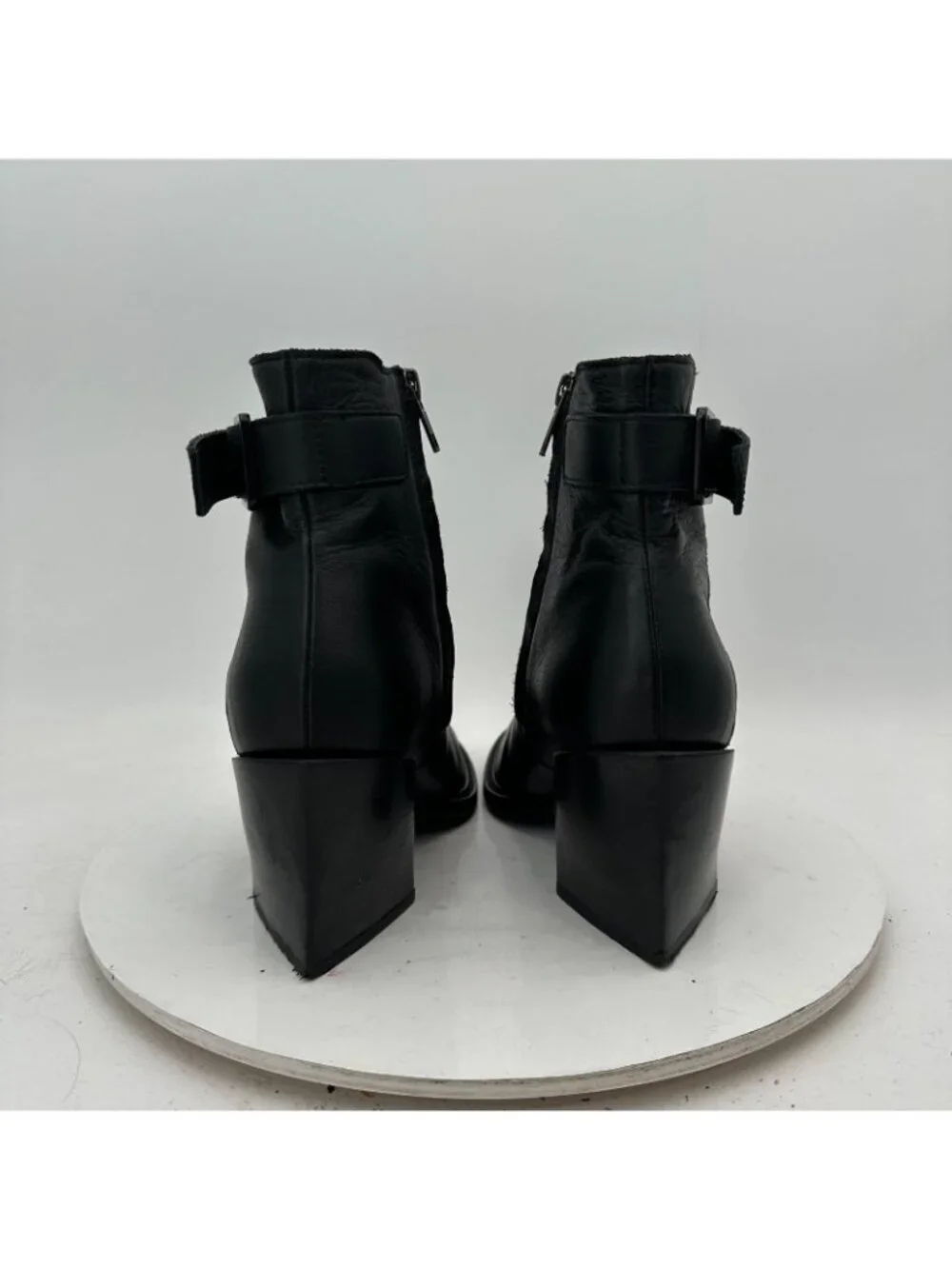 Helmut Lang Women Size EU 37.5 US 7.5 Black Leather Side Zip Block Heel Boot